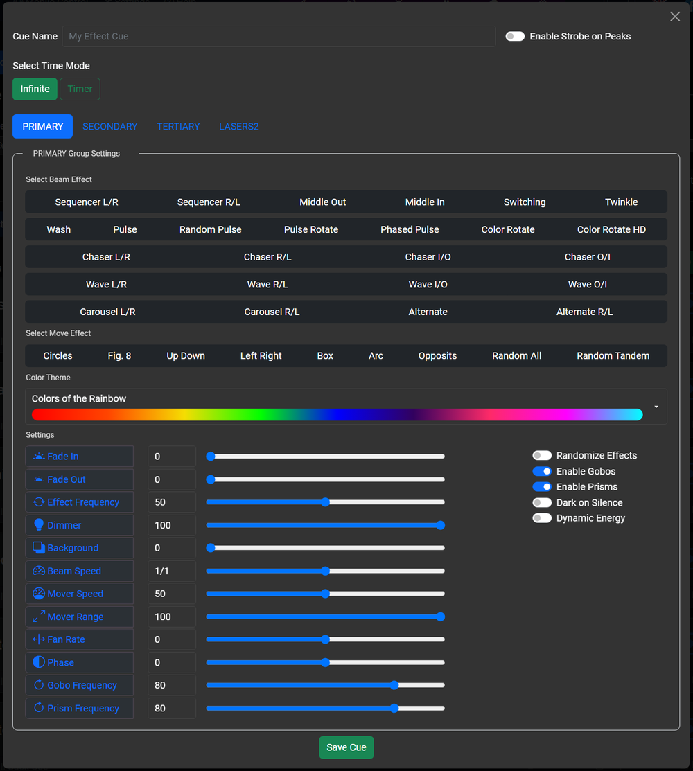Effect Cue - Configuration