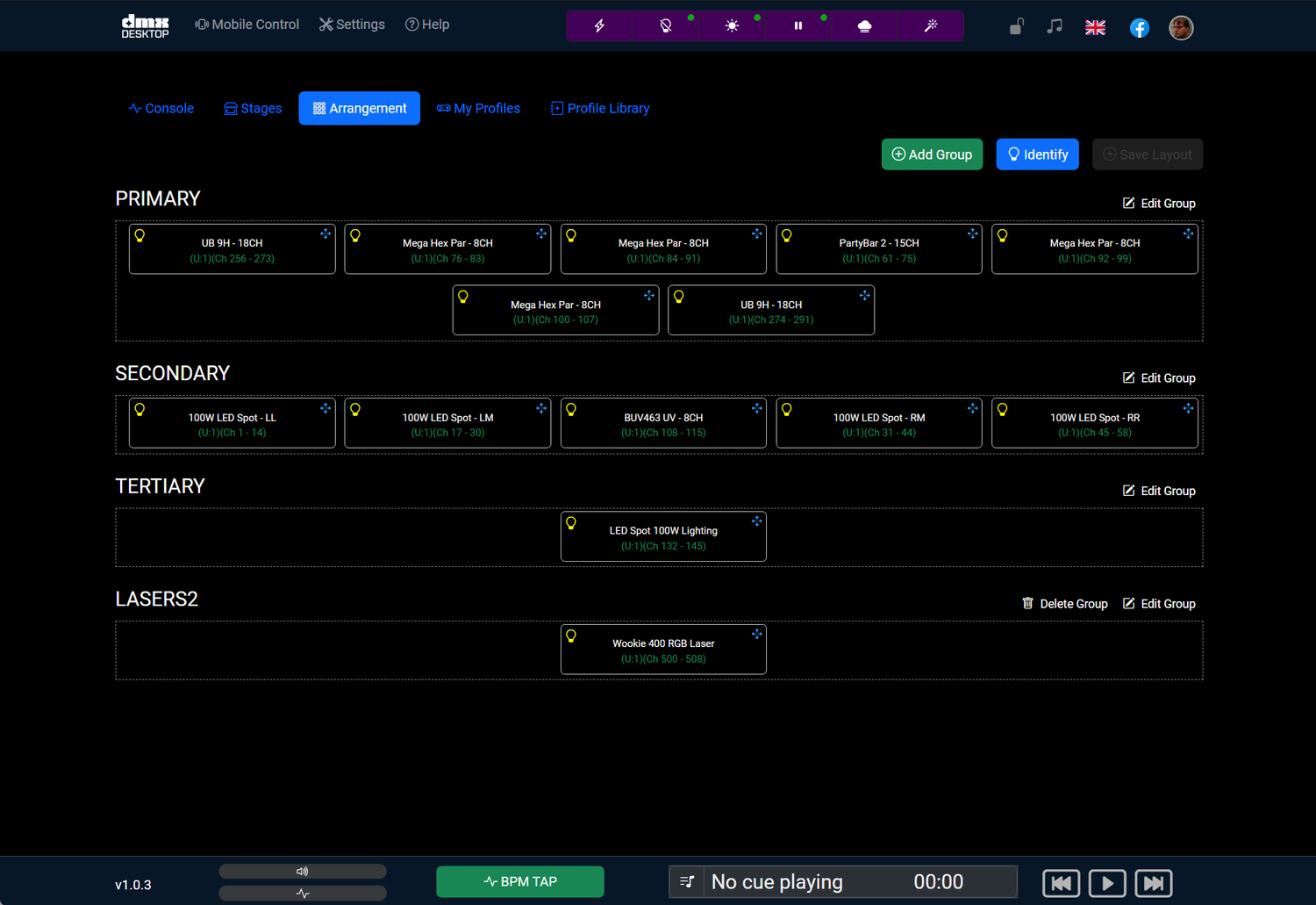 Arranging fixture positions