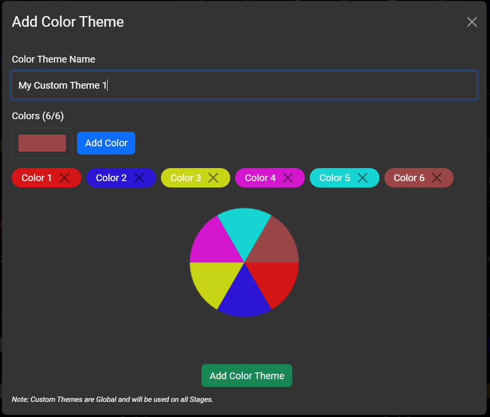 You can also create your own Theme, which can have anywhere from 1 to 6 colors, to create your own special color or theme.