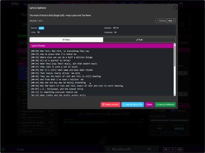 Editing, adding or uploading lyrics