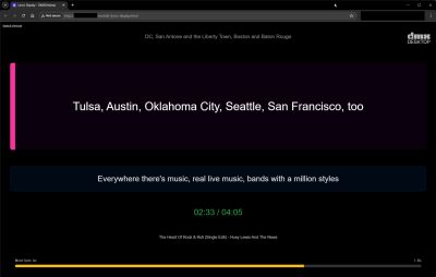 Oh yes, the the lyrics playback is not only available via a native pop out window on Windows or MacOS, but also via the built-in web server, so you can run it on any device with a modern web browser!