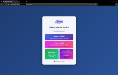 All mobile control modes available directly from the built-in webserver.