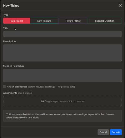 Formulario de nuevo informe de error de Beacon