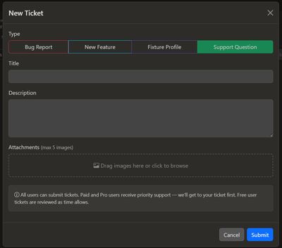 Formulario de nueva pregunta de soporte de Beacon