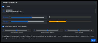 Rilevamento Audio Diretto e Configurazione Stroboscopica
