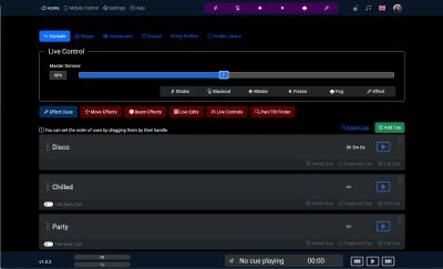 Live Controles - Strobe, Blackout, Blinder, Freeze, Fog &amp; Effect