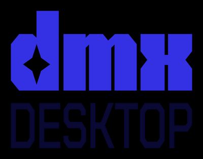 DMXDesktop primary logo in blue and navy
