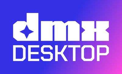 DMXDesktop logo in white on the brand gradient