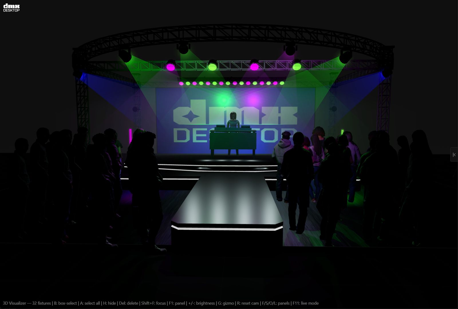 Built-In 3D Lighting Visualizer - DMXDesktop